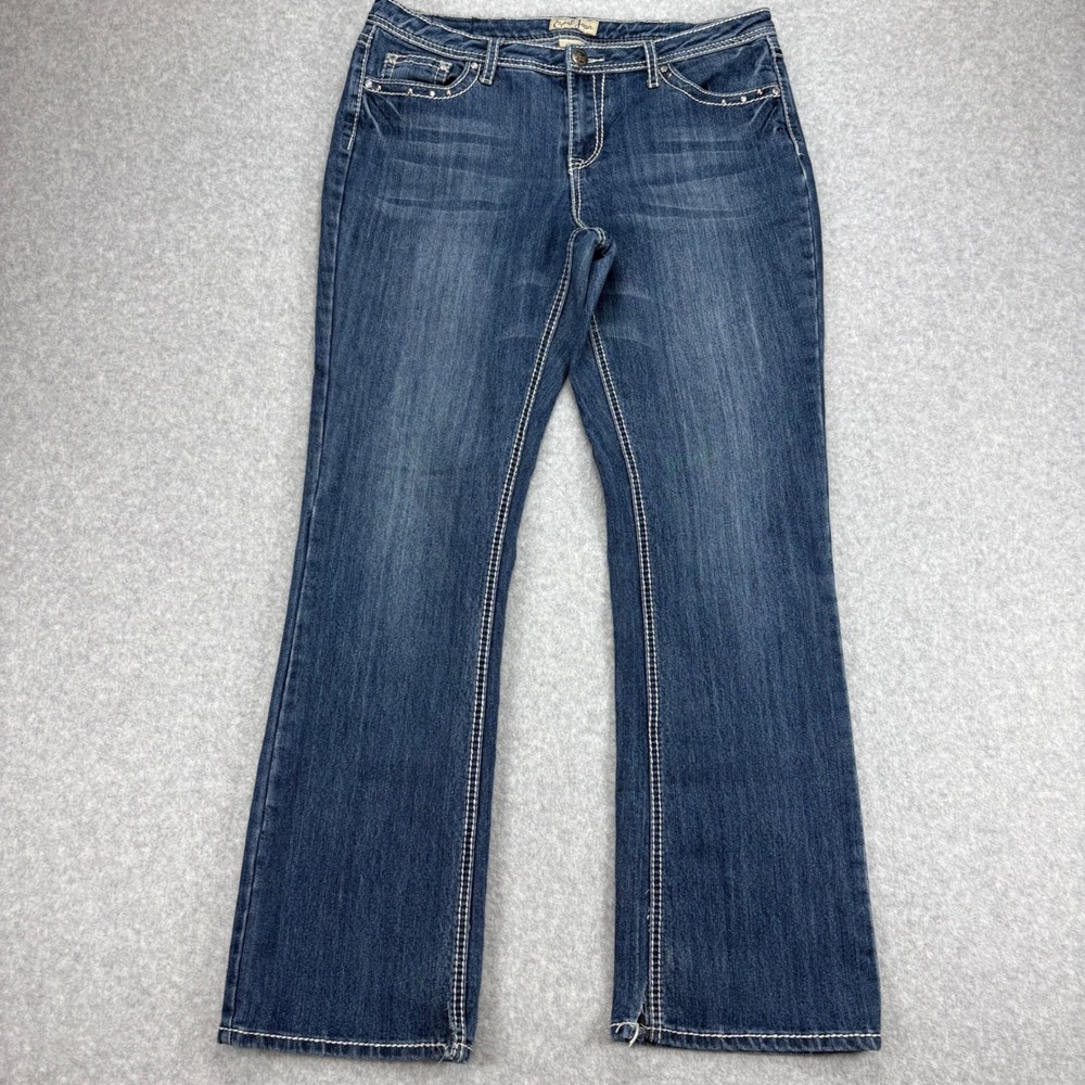 Earl Jean Bootcut Jeans Womens 12 Blue Studded Contrast Stitch Y2K Western Boho
